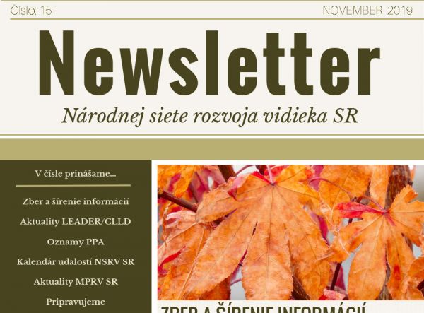 NEWSLETTER Národnej siete rozvoja vidieka SR | 15/2019