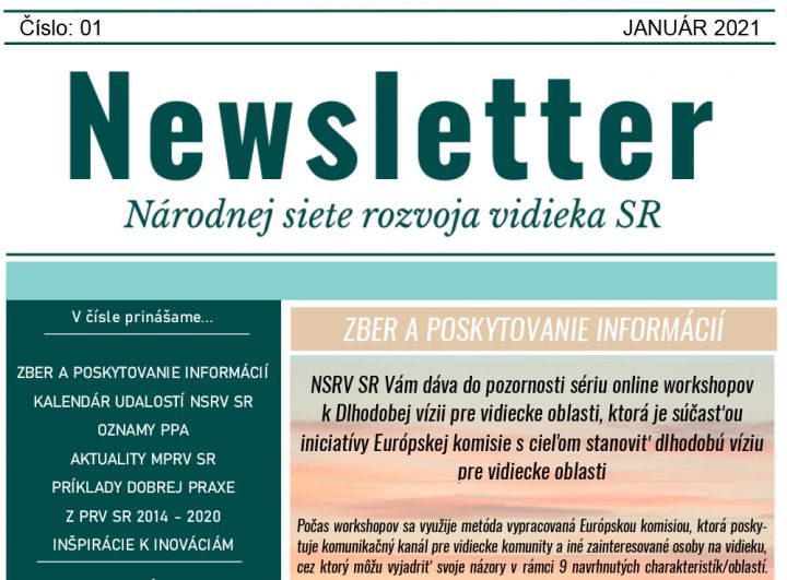 NEWSLETTER Národnej siete rozvoja vidieka SR | 01/2021