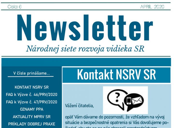 NEWSLETTER Národnej siete rozvoja vidieka SR | 06/2020